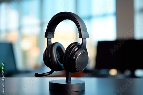 High-tech headphones designed with plush ear cushions and a contemporary look. photo