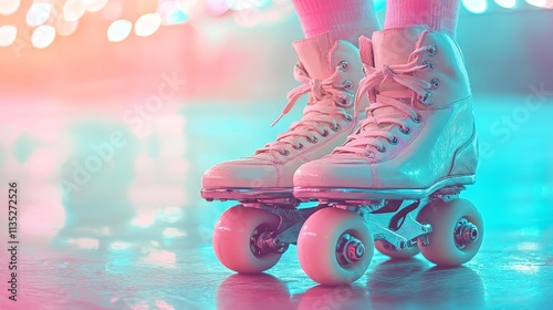 Roller skates illustration. Retro roller skates. 90s fashion. Disco style. 90s style vector. 1990s trendy illustration. Nostalgia for the 90s.