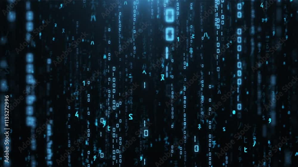 Digital Code binary code processing on screen 