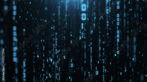 Digital Code binary code processing on screen 