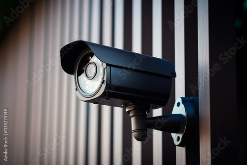 High-tech night surveillance system observing a dimly lit outdoor space.
