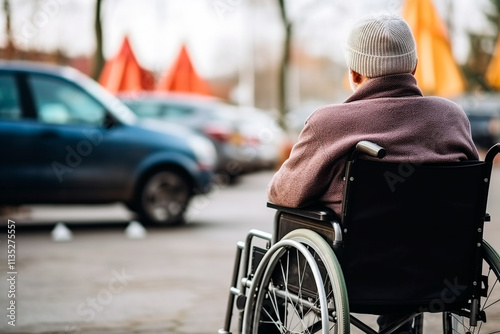 Older adult using a wheelchair advocating for universal accessibility and equality.