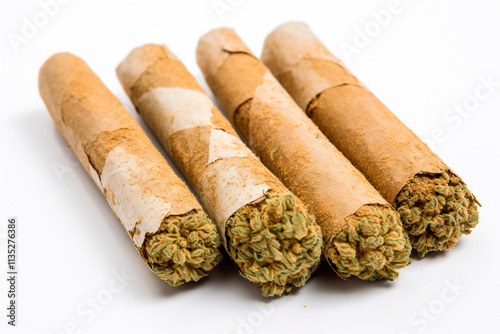 Cannabis pre-rolls on white illustrating their legal and medicinal applications.