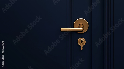 A gold door knob with a keyhole