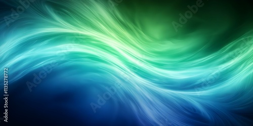 A smooth abstract texture featuring flowing waves of green and blue tones, creating a serene and dynamic visual effect. Concept Abstract Art, Flowing Waves, Green and Blue Tones, Serene Visuals