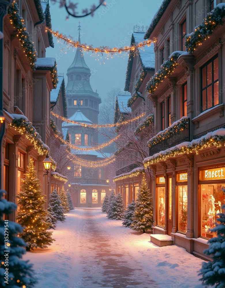 Obraz premium view of the old town during christmas