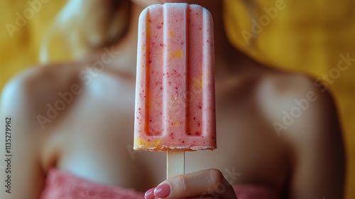 Enjoying a colorful ice cream treat in a warm setting under bright sunlight