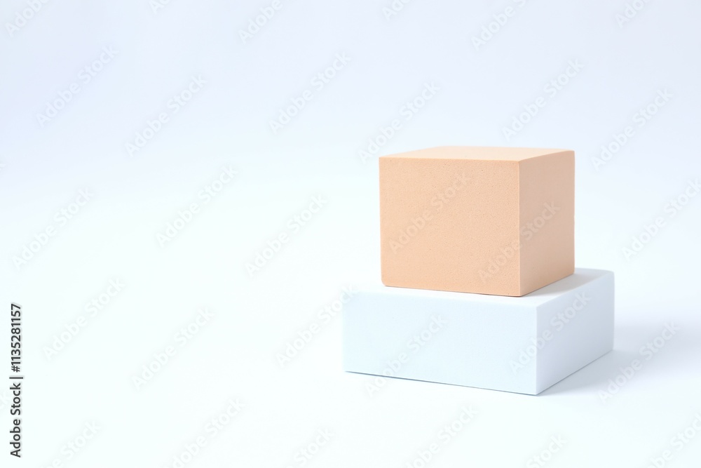 Props for product photography. Different podiums on a colored background Props for product photography. Different podiums on a colored background