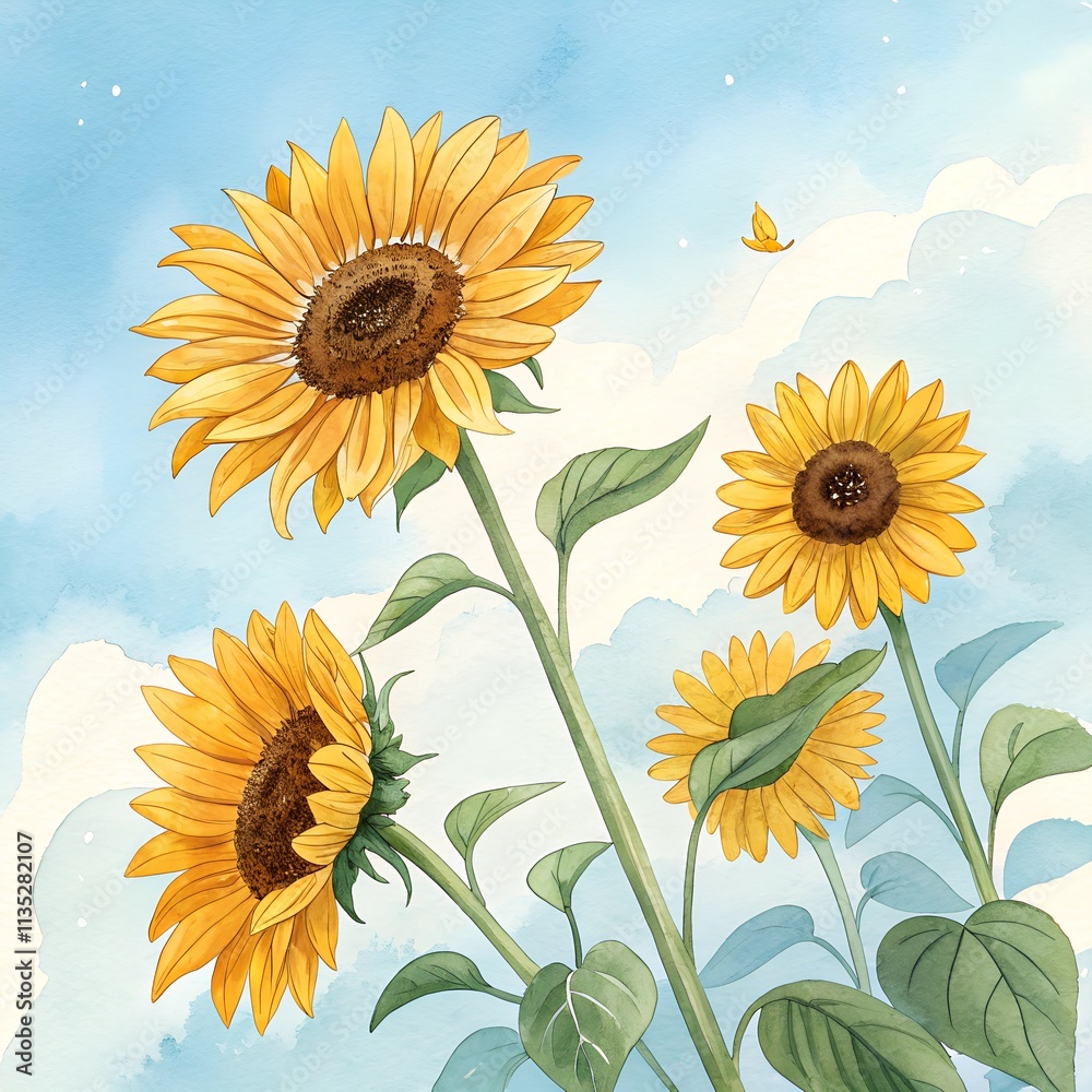 Obraz premium Delicate Watercolor Flower Illustrations: Nature’s Art in Bloom