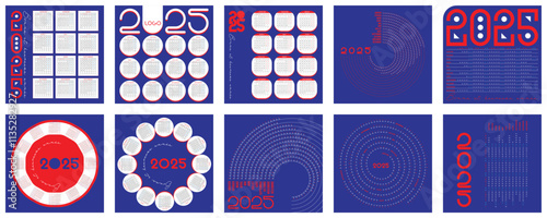 Une Collection Variée de Calendriers 2025 en français - Design Unique et Modifiable, Couleurs drapeau france rouge et bleu