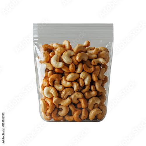 Cashew nuts in a transparent zip-lock bag, against a transparent background - 1
