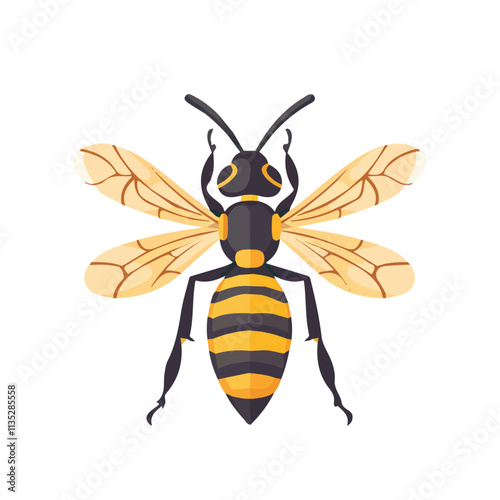 Flat vector wasp, isolated on a white background.