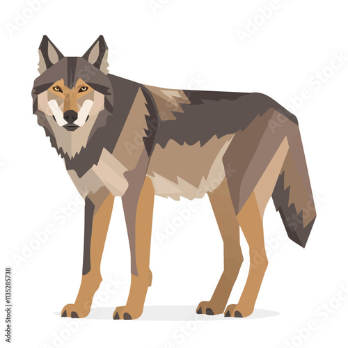 Flat vector wolf, isolated on a white background.