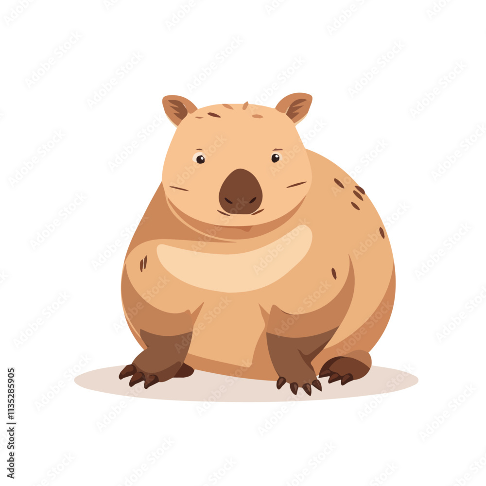 Flat vector wombat, isolated on a white background. Flat vector wombat, isolated on a white background.