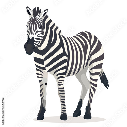 Flat vector zebra, isolated on a white background.