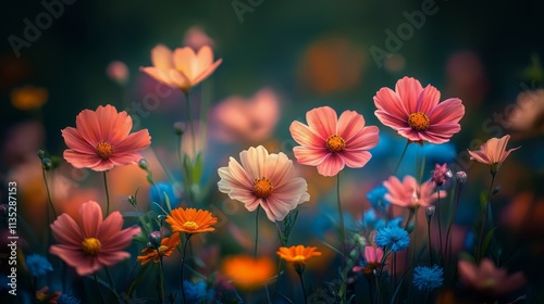 Colorful flowers blooming in a vibrant garden during springtime