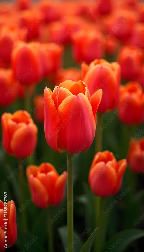 Vibrant Close Up of Tulip Field in Bloom: Nature's Colorful Spring Beauty Vibrant Close Up of Tulip Field in Bloom: Nature's Colorful Spring Beauty