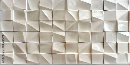 Off-White Faceted Ceramic Tile Grid photo