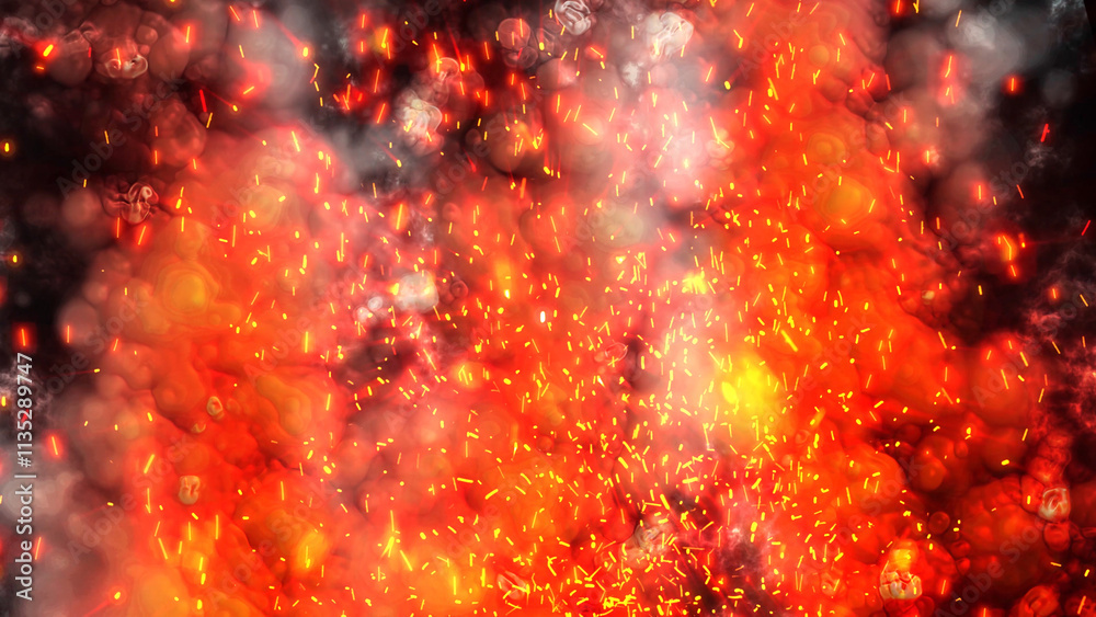 Bright fiery sparks and voluminous smoke rise to the sky creating a warm effect and immersing you in its atmosphere. Bright fiery sparks and voluminous smoke rise to the sky creating a warm effect and immersing you in its atmosphere.