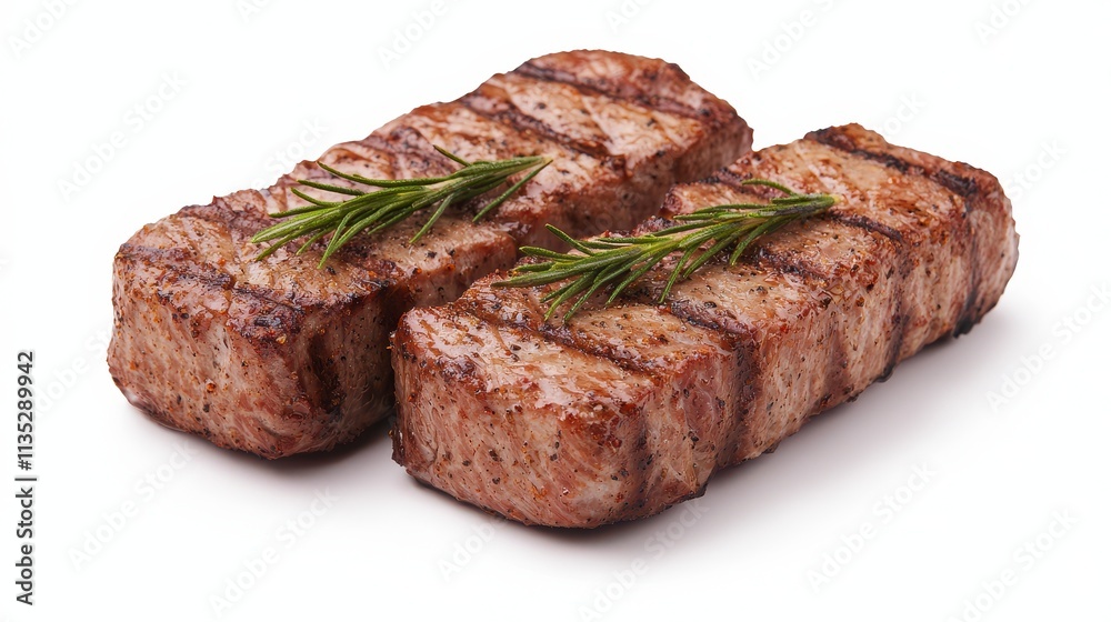 Grilled Steak with Rosemary Garnish, Delicious Meal Grilled Steak with Rosemary Garnish, Delicious Meal