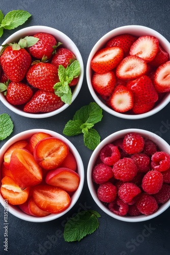 Colorful fruit tart topped with fresh strawberries, blueberries, and apricots...