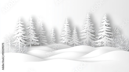 Serene Winter Wonderland: Paper Cut Art of a Snowy Forest