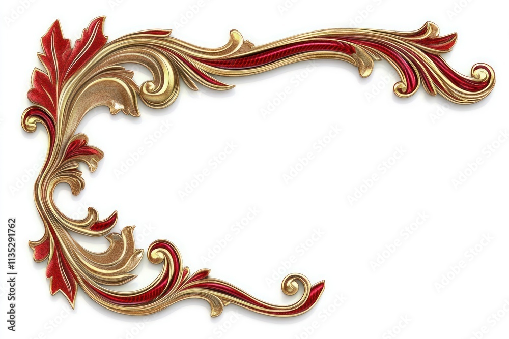 Ornate Decorative Frame with Red and Gold Accents Ideal for Artwork Presentation, Invitations, or Elegant Styling in Graphic Design and Print Media Ornate Decorative Frame with Red and Gold Accents Ideal for Artwork Presentation, Invitations, or Elegant Styling in Graphic Design and Print Media