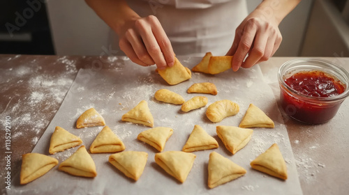 Homemade Pastry Preparation with Jam - Concept for Culinary Exploration and Recipe Design