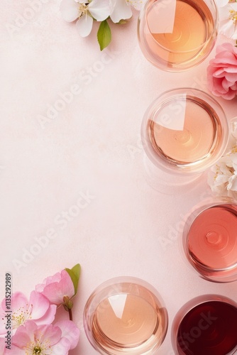 Colorful assortment of drinks with flowers arranged artfully for a festive oc...