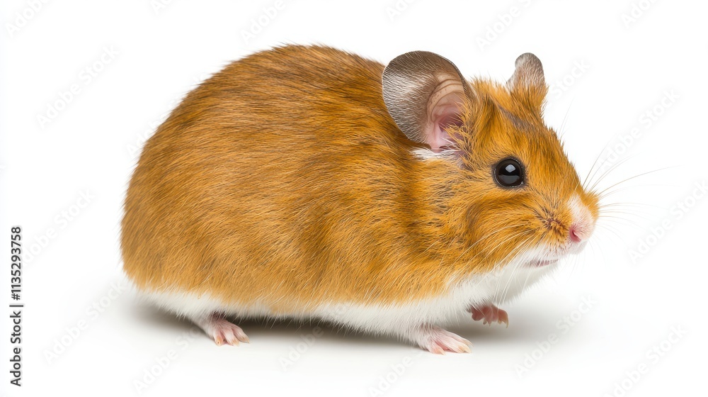 Adorable Golden Hamster Posing Against White Background Adorable Golden Hamster Posing Against White Background