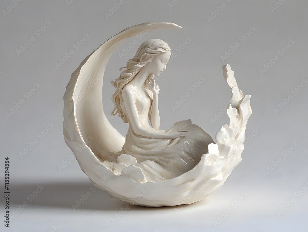 Romantic muse figure with a gentle almost ethereal Romantic muse figure with a gentle almost ethereal