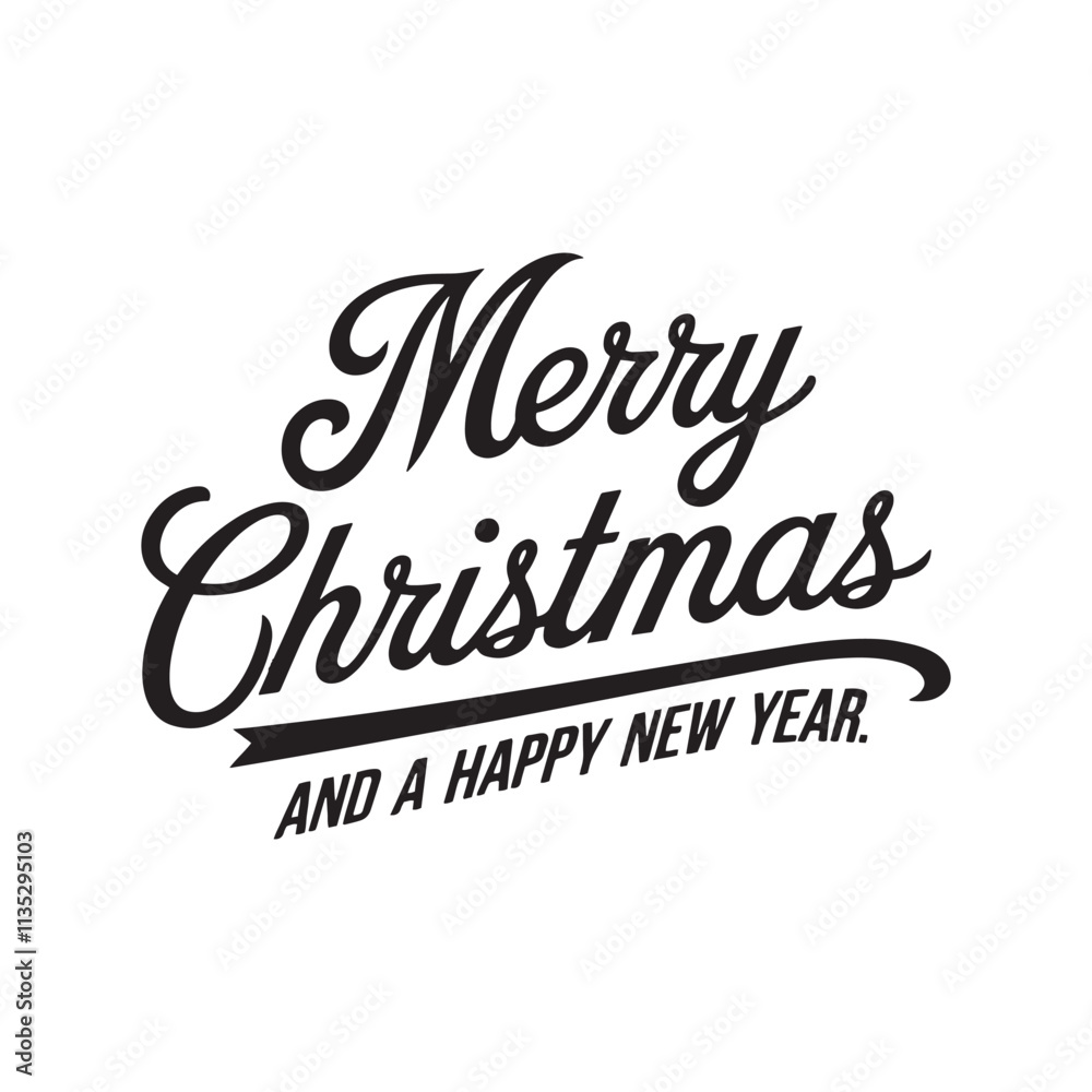 Vector Typographic lettering composition of Merry Christmas and Happy New Year Vector Typographic lettering composition of Merry Christmas and Happy New Year