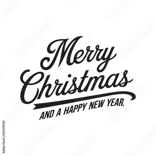 Vector Typographic lettering composition of Merry Christmas and Happy New Year