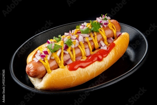 Mouthwatering Hot Dog with Toppings photo