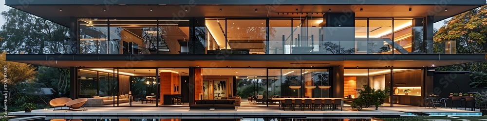 Fototapeta premium Contemporary city home with glass facade.