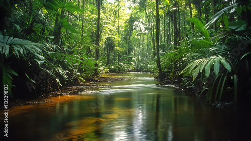 The Amazon rainforest in Anavilhanas National Park, Amazonas, Brazil.
