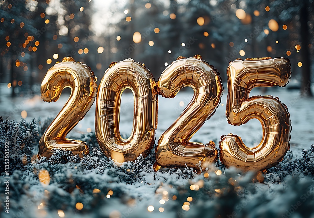Gold Balloons Sparkling in the Snow 2025 Gold Balloons Sparkling in the Snow 2025