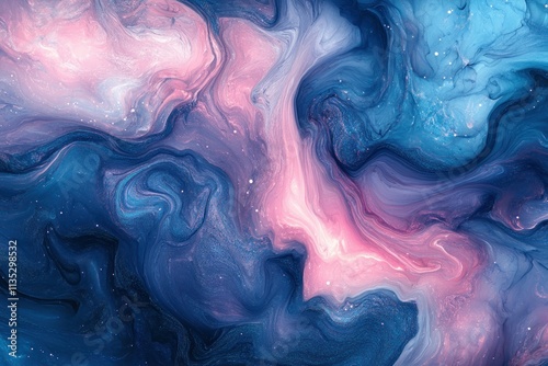 Swirling Cosmic Colors in Abstract Art Design with Vivid Hues of Blue, Pink, and Purple Creating a Dreamlike Interstellar Atmosphere and Visual Depth