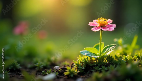 little forest flower growth in garden