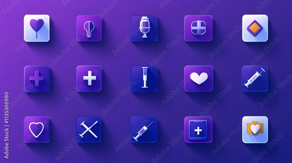 Stylized syringes and medical icons in vibrant shades reflecting healthcare and wellness Stylized syringes and medical icons in vibrant shades reflecting healthcare and wellness