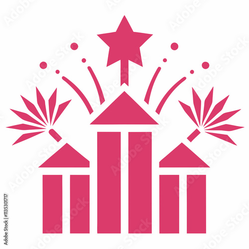 wedding organisation logo about fireworks,White background