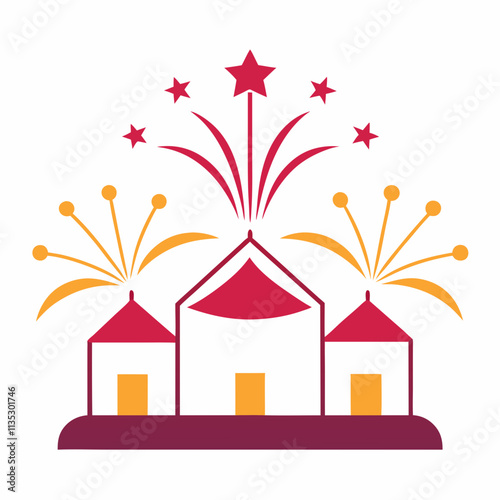 wedding organisation logo about fireworks,White background