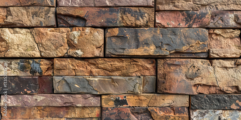 Wall of Multi-Colored Rectangular Stone Blocks Wall of Multi-Colored Rectangular Stone Blocks