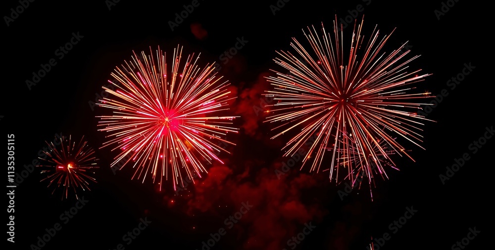 Golden Fireworks - Countdown To Midnight - Abstract Defocused Background. 2025 New Year’s Eve Countdown Fireworks