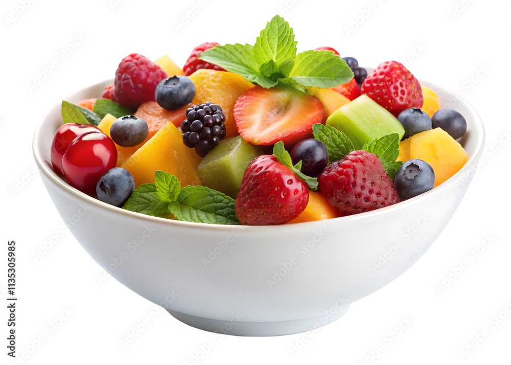 bowl of salad in glass bowl isolated on white background. bowl of salad in glass bowl isolated on white background.