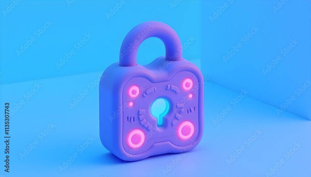 3D render of a futuristic padlock with digital features, displaying glowing circuits and holographic elements, placed against a gradient blue background create with ai 3D render of a futuristic padlock with digital features, displaying glowing circuits and holographic elements, placed against a gradient blue background create with ai