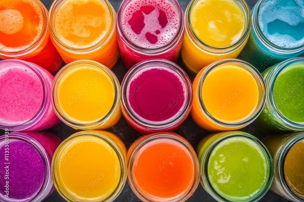 Colorful Variety of Fresh Juices and Smoothies