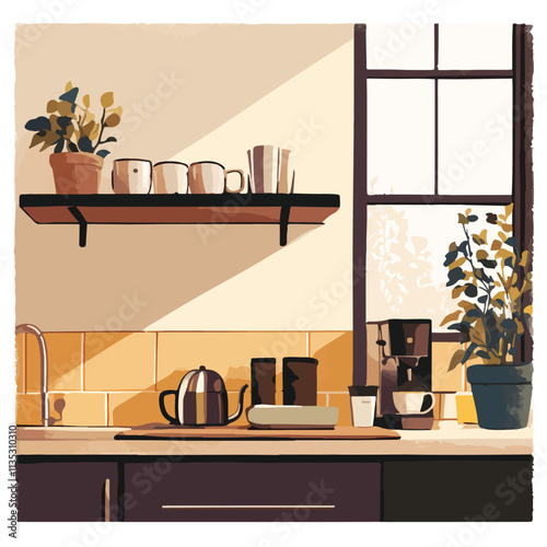 Illustration of  the kitchen, animation and motion graphics in vector format