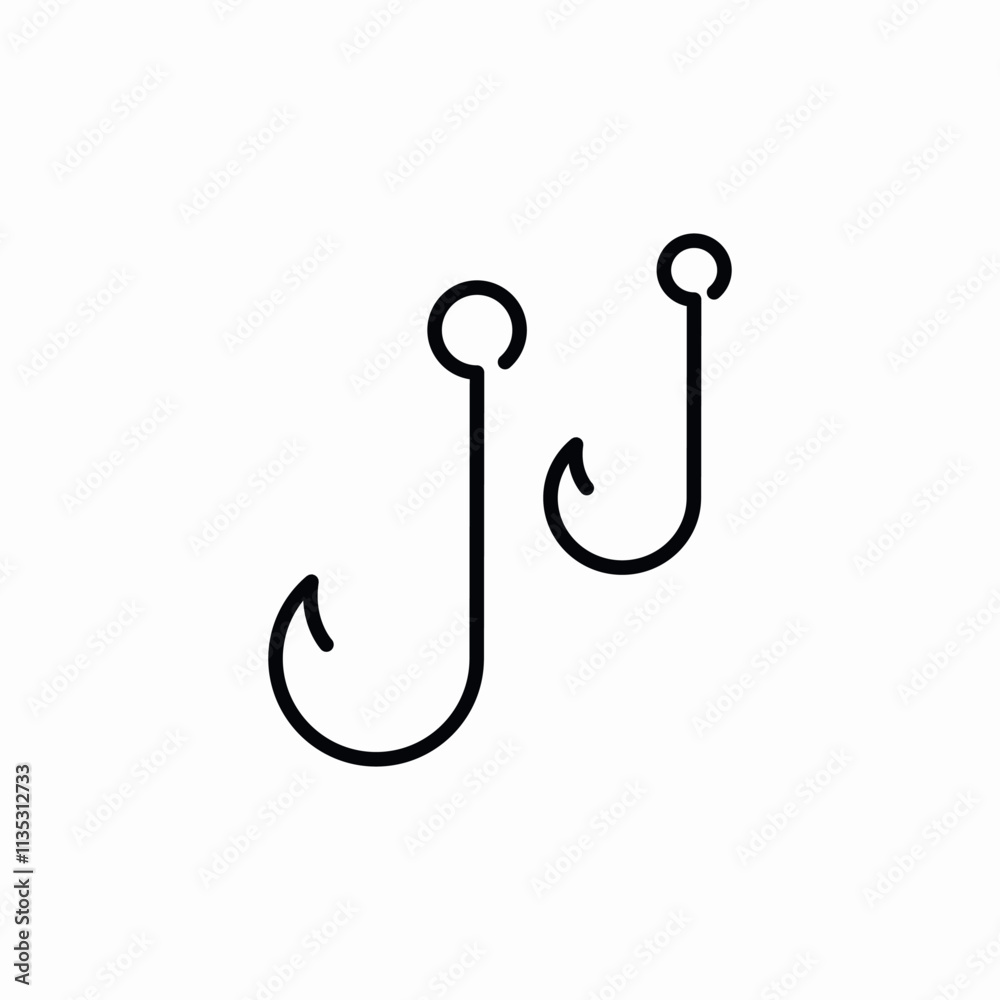 fishing rod hooks icon sign vector fishing rod hooks icon sign vector