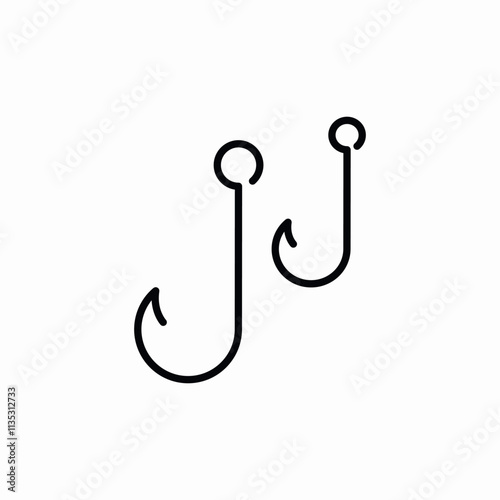 fishing rod hooks icon sign vector